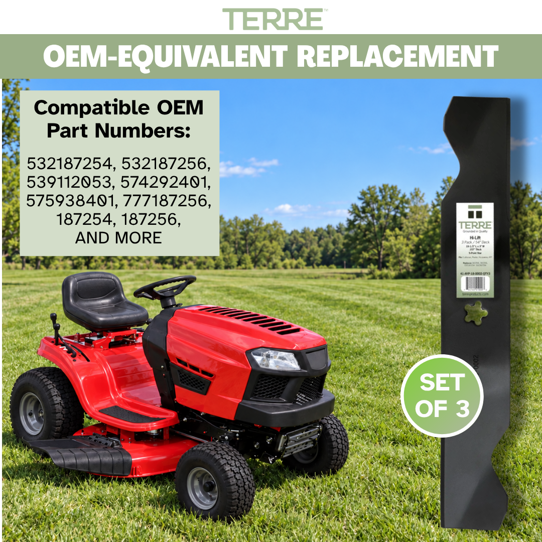 54" High-Lift Lawn Mower Blades 3-Pack β Fits Craftsman, Husqvarna & Poulan β Replaces 187254