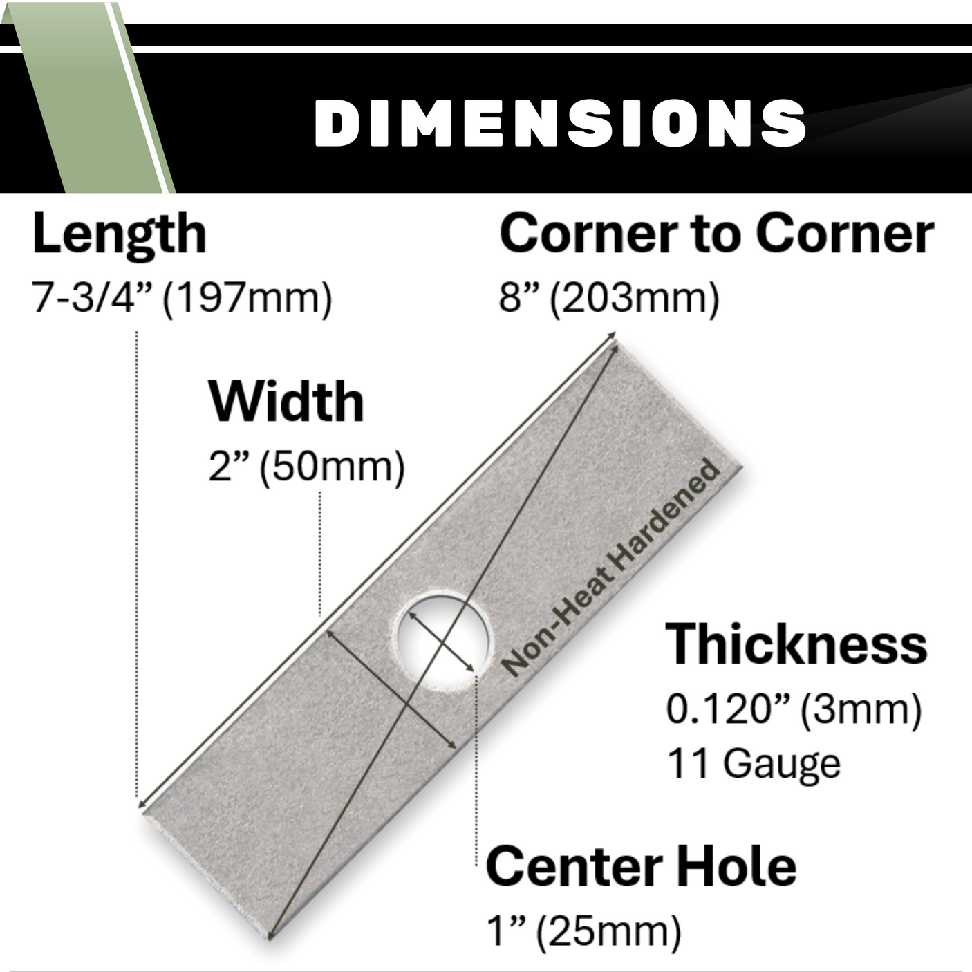 Stick Edger Blades 7-3/4" x 2" - 1" Arbor - Non-Heat Treated