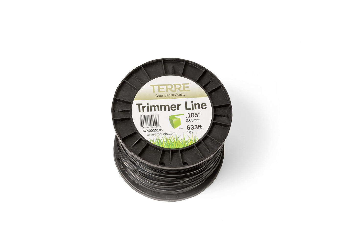 Terre Products - Commercial Grade 105 Trimmer Line Square, 3 lb. Quality Weed Wacker String, Spool Length 633 ft. or 193m, Weed Eater String Trimmer Line .105 in. or 2.65mm