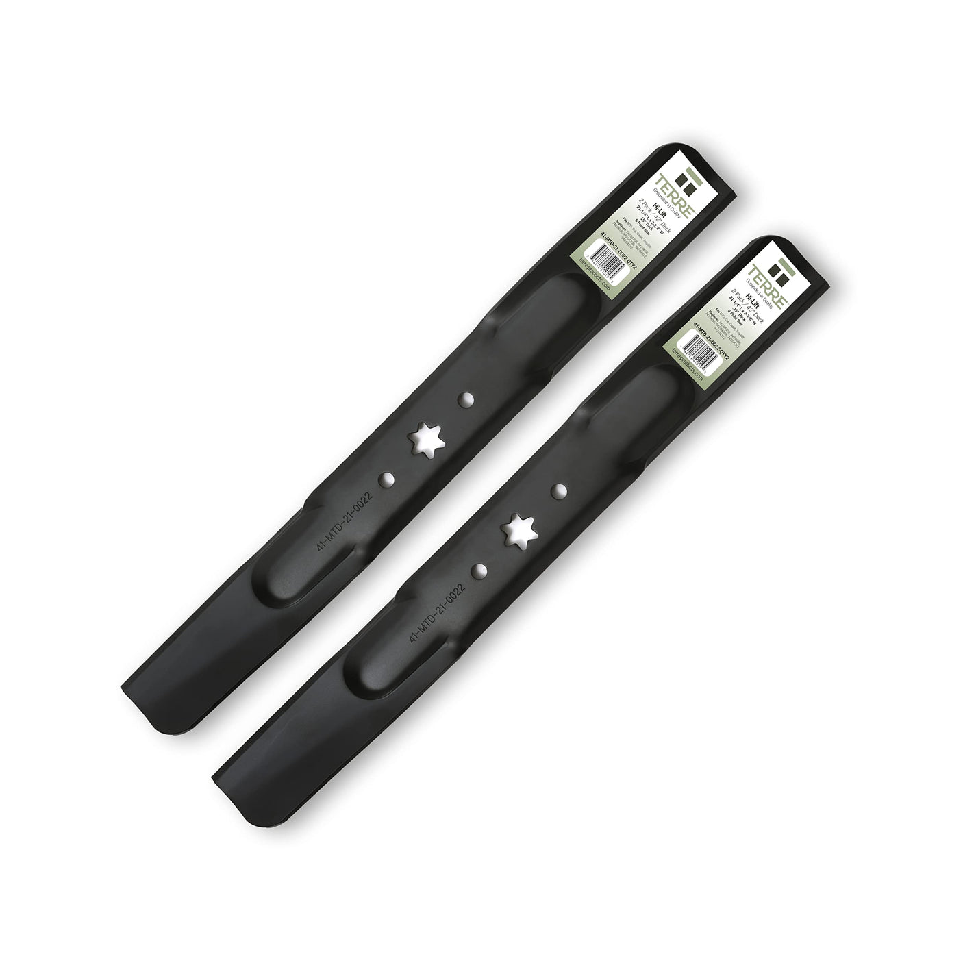 Terre Products, 2 Pack High Lift Lawn Mower Blades, 42 Inch Deck, Compatible with Cub Cadet RZT42, XT1, XT2, 942-04308, 942-04308A, 942-04312, Troy Bilt Pony, Bronco, Mustang, 742-04308, 742-04312,