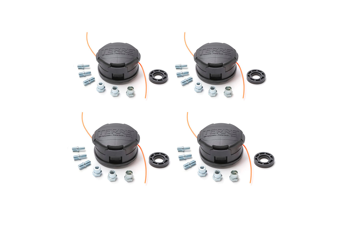 Terre Products, 4 Pack Universal Trimmer Head Replacement, Bump Feed String Trimmer Head, Compatible with Speed Feed and Most Weed Eater Brands, 4 Inch Diameter, Line Size .05 Inch to .105 Inch