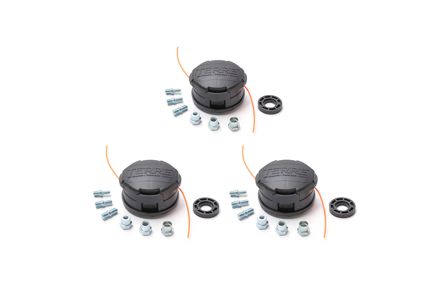 Terre Products, 3 Pack Universal Trimmer Head Replacement, Bump Feed String Trimmer Head, Compatible with Speed Feed and Most Weed Eater Brands, 4 Inch Diameter, Line Size .05 Inch to .105 Inch