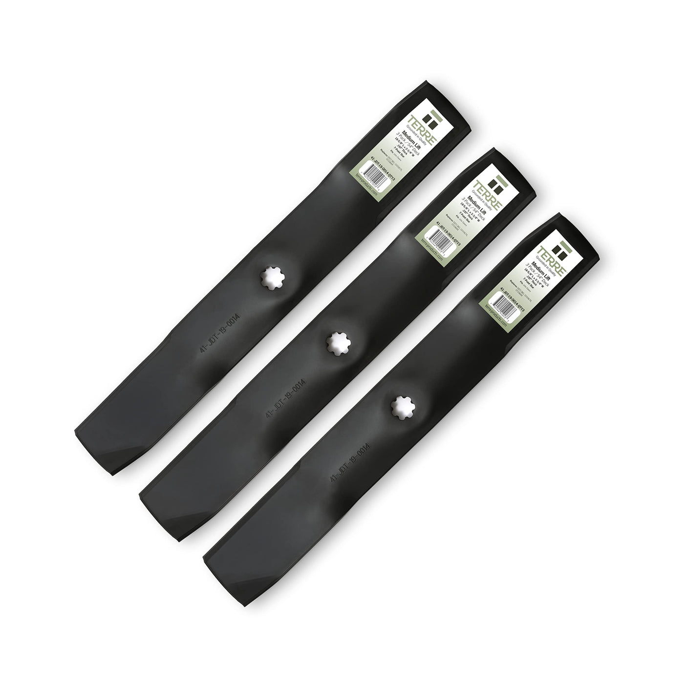 Terre Products, 3 Pack Medium Lift Lawn Mower Blades, 54 Inch Deck, Compatible with John Deere GX21380, GY20679, GY20684, GY20686, John Deere 100 Series D170, E180, G110, 190C, LA150, LA175