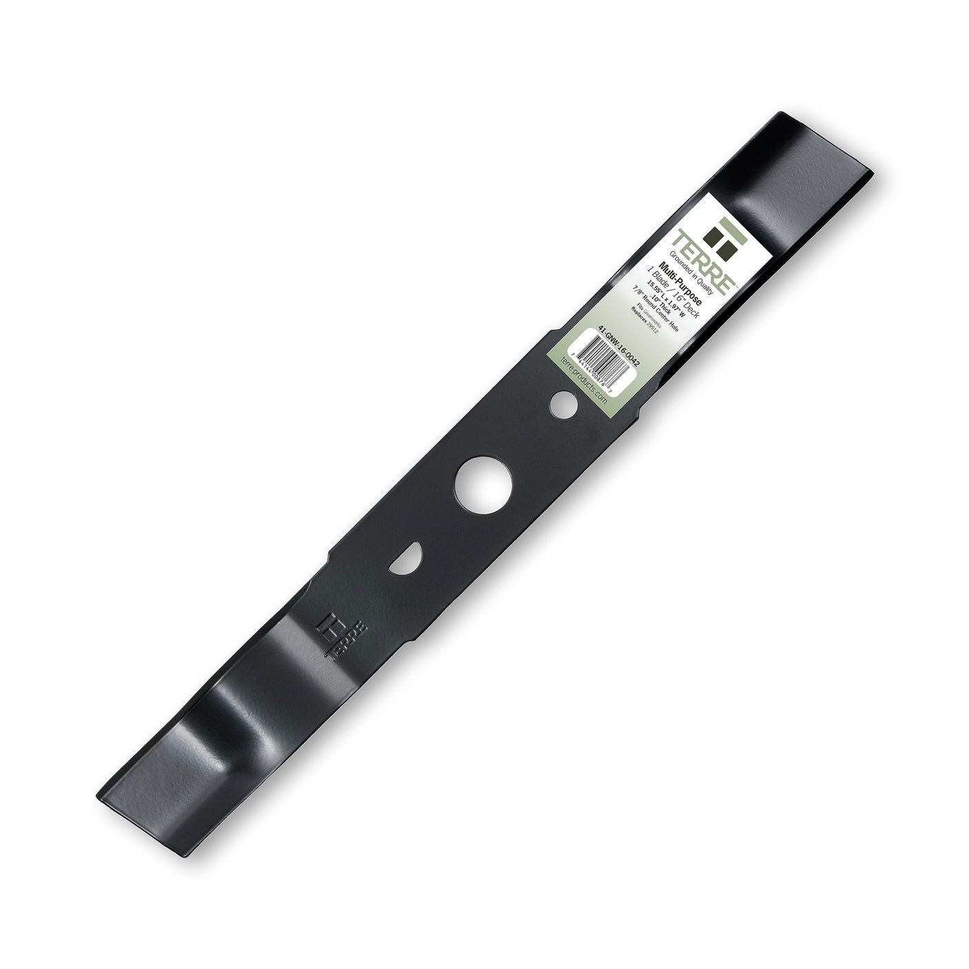 Terre Products, Single Standard Lawn Mower Blade, 16 Inch Deck, Compatible with Greenworks 25322, 25142, Replacement for 29512