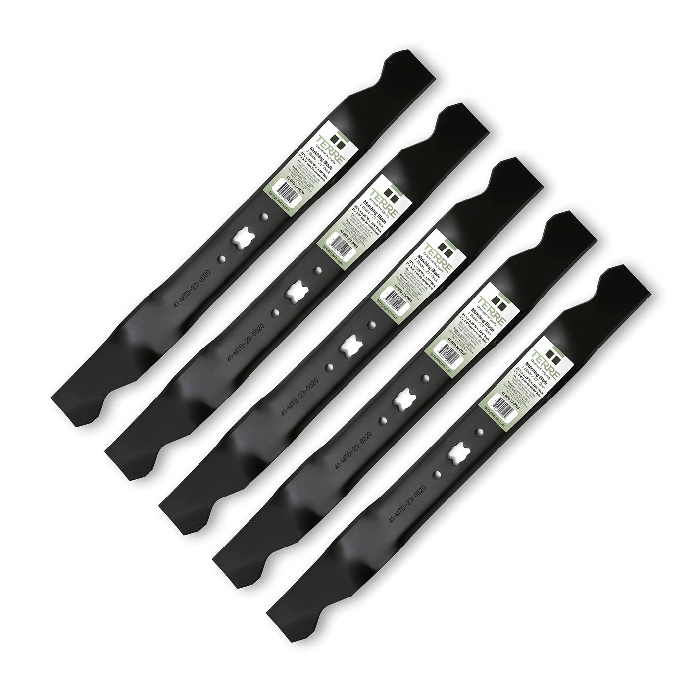 Terre Products, 5 Pack Mulching Lawn Mower Blades, 21 Inch Deck, Compatible with MTD, Cub Cadet, TroyBilt, Replacement for 742-04100, 742-0741, 742-0741A, 942-0741, 942-0741A, 1995 and After