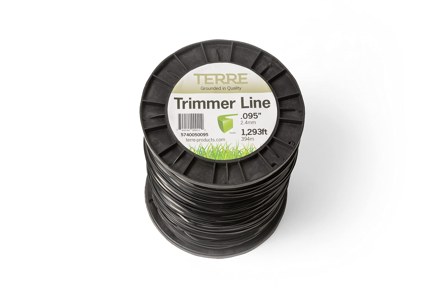 Terre Products - Commercial Grade 095 Trimmer Line Square, 5 lb. Quality Weed Wacker String, Spool Length 1293 ft. or 394m, Weed Eater String Trimmer Line .095 in. or 2.4mm