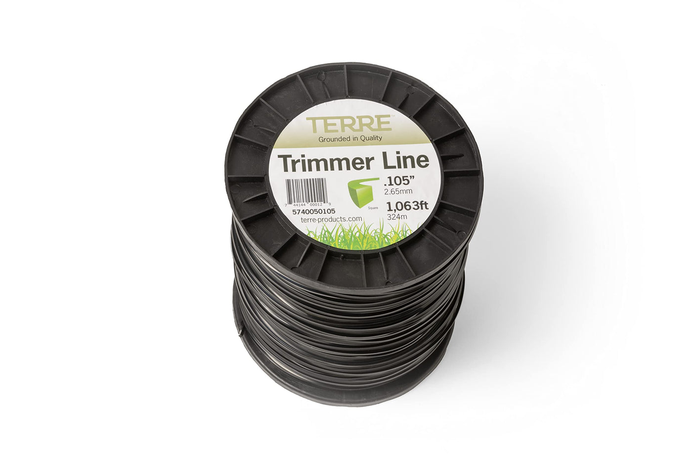 Terre Products - Commercial Grade 105 Trimmer Line Square, 5 lb. Quality Weed Wacker String, Spool Length 1063 ft. or 324m, Weed Eater String Trimmer Line .105 in. or 2.65mm