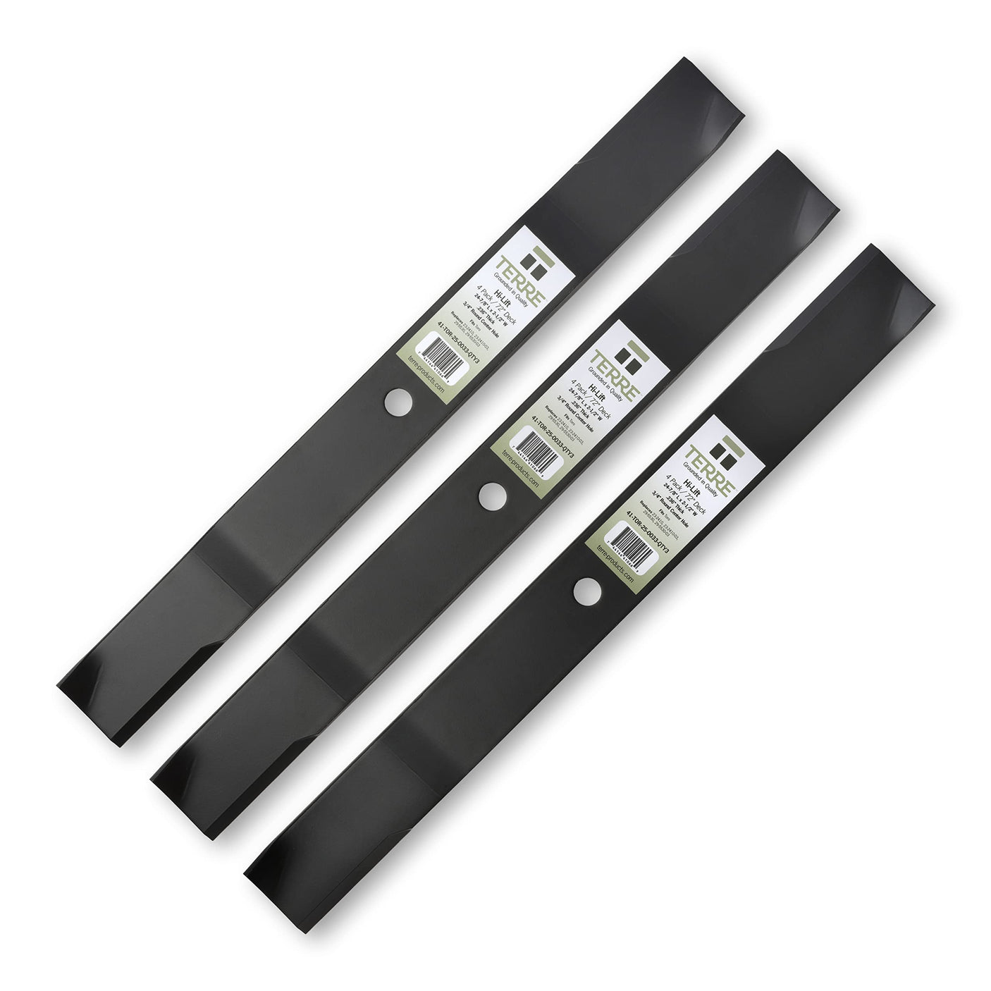 Terre Products, 3 Pack Hi Lift Lawn Mower Blades, 72 Inch Deck, Compatible with Toro, Replacement for 23-2410, 23-2410-03, 29-5530, 29-5530-03