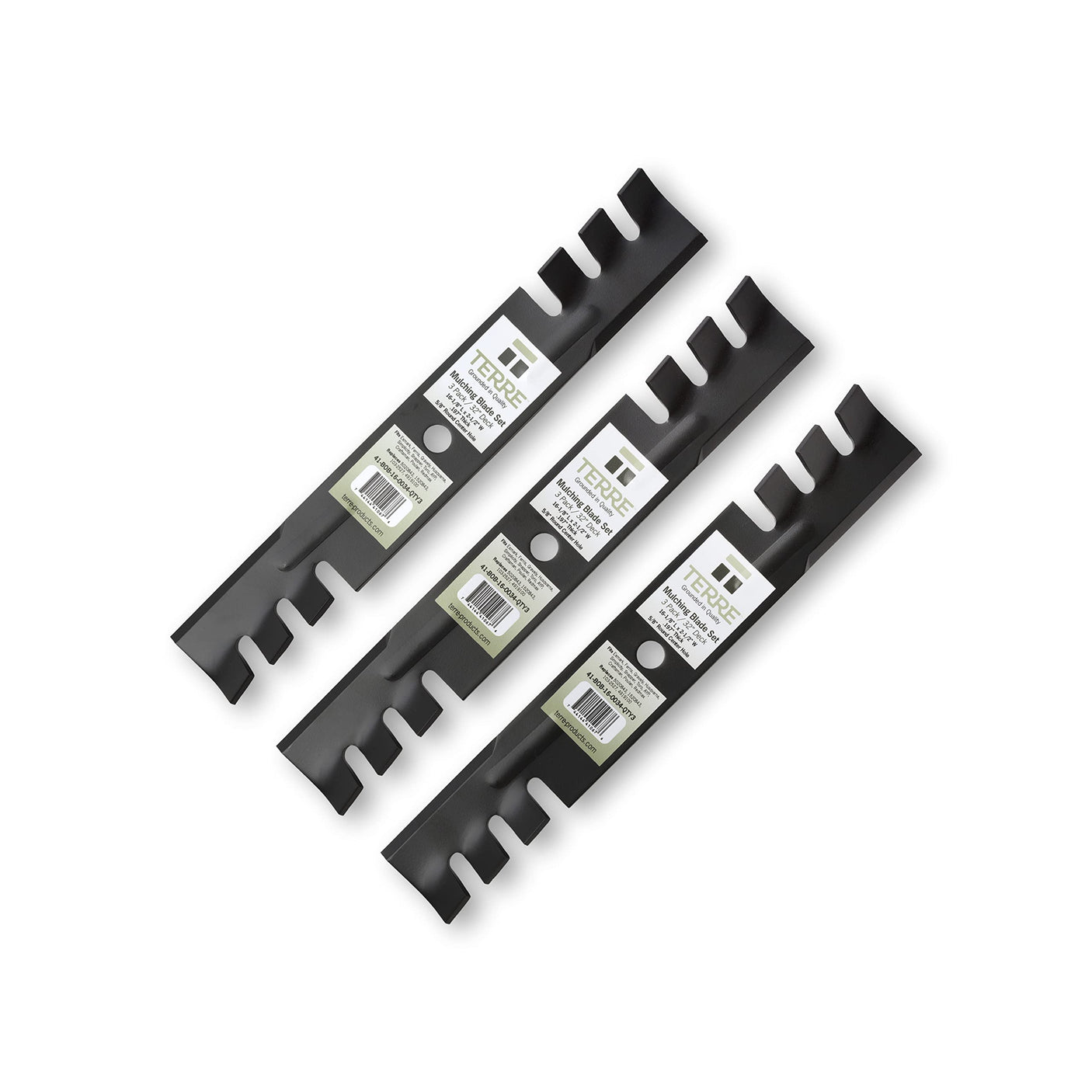 Terre Products, 3 Pack Toothed Mulching Lawn Mower Blades, 48" Decks, Compatible with Ferris 5020843, Exmark 1520843, 103-2527, Ariens 4919100, Husqvarna 539101496, Simplicity 5020843SM