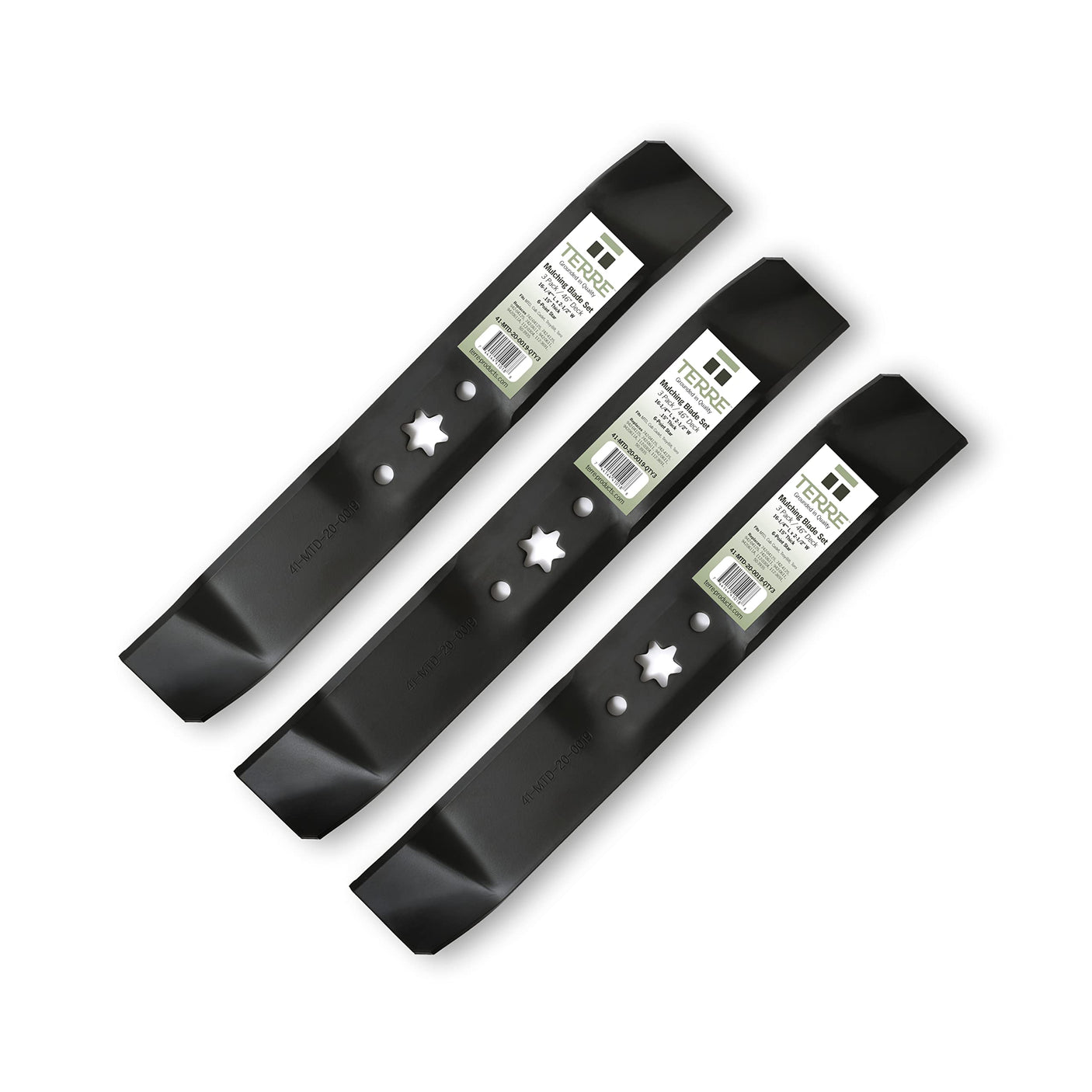 Terre Products, 3 Pack Mulching Lawn Mower Blades, 46 Inch Deck, Compatible with Cub Cadet, MTD, Replacement for 172-7926, 742-0611, 742-0611A, 742-4125, 742-04125, 742-0644, 942-04125, 942-0644