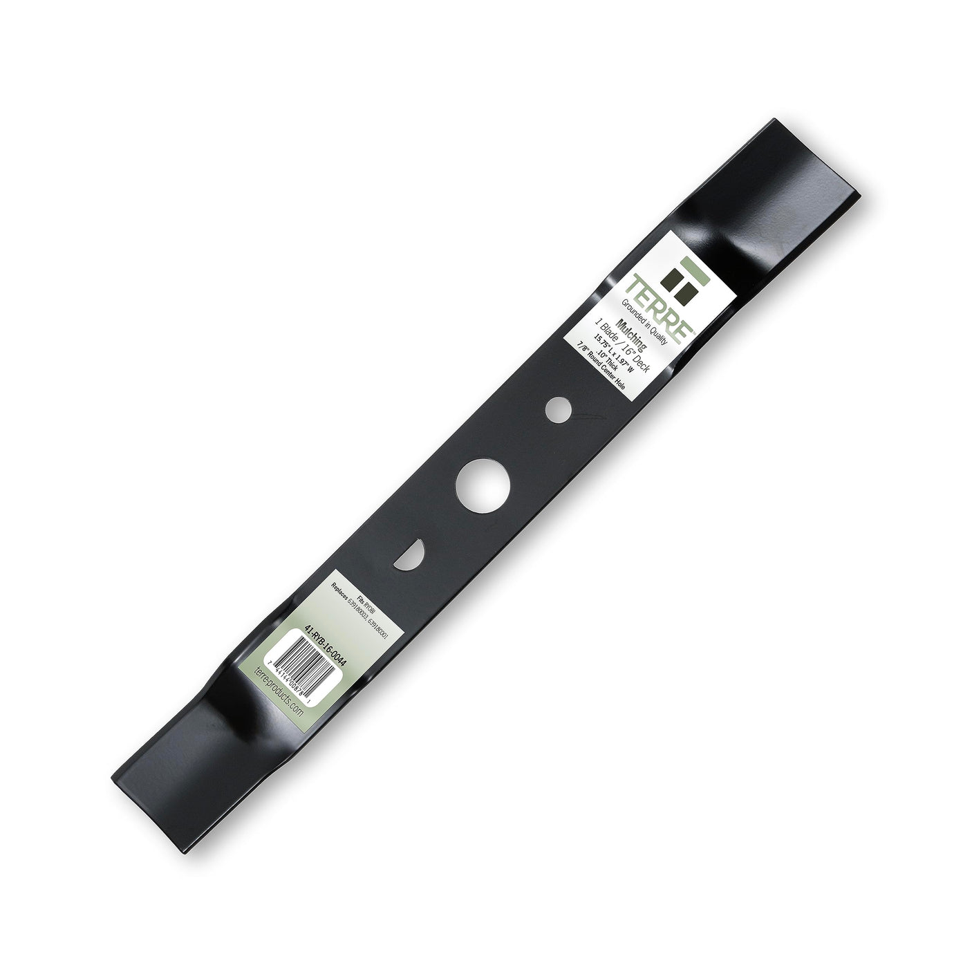 Terre Products, Single Mulching Lawn Mower Blade, 16 Inch Deck, Compatible with Ryobi RY40100, RY40104, P1102, P1100, Replacement for 639180003, 639180001