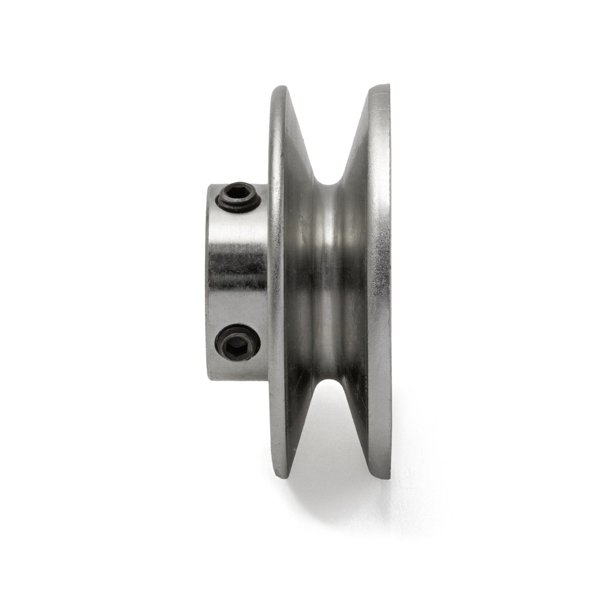 Terre 230034 V-groove drive pulley, side profile showing set screw detail