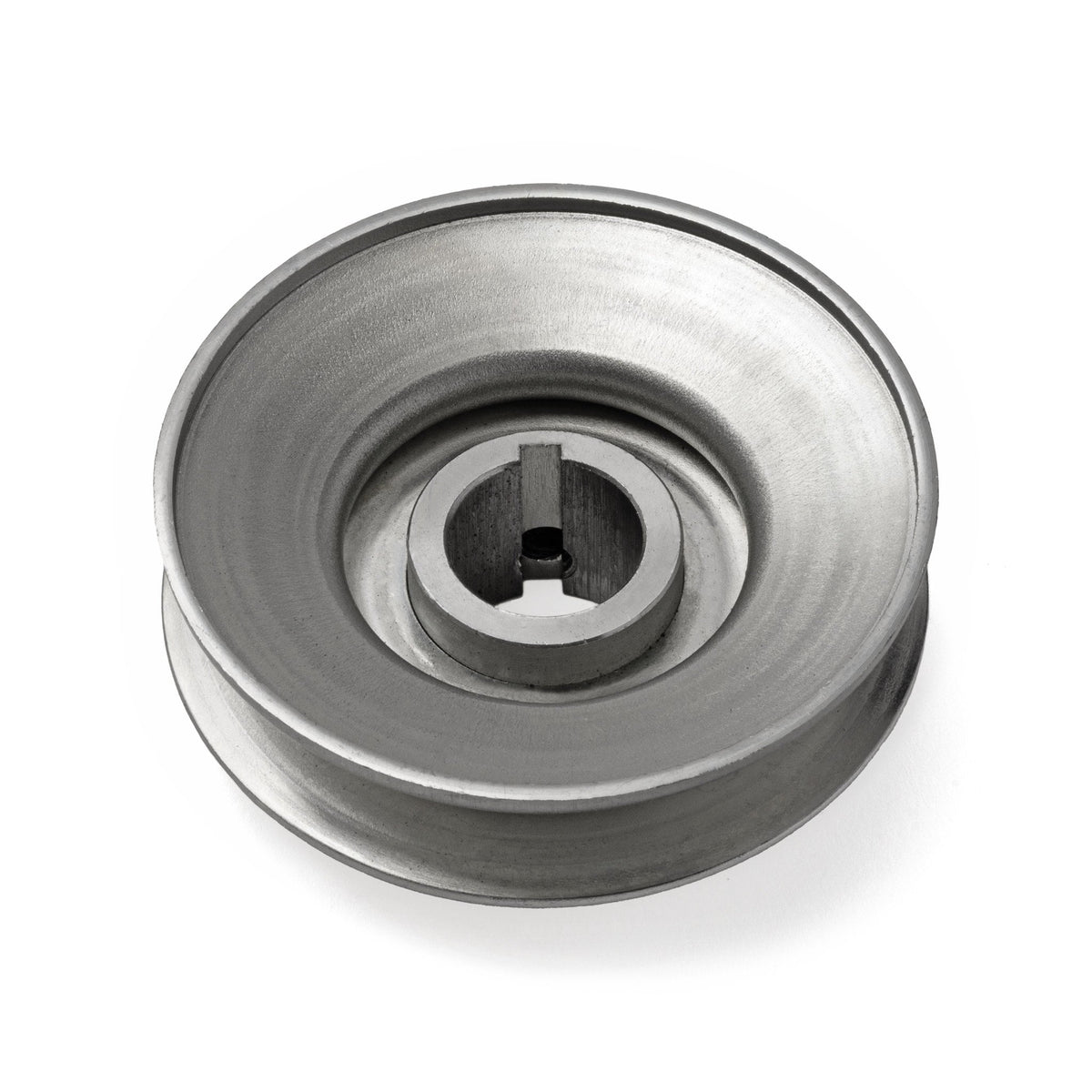 Terre 235078 V-groove drive pulley, bottom angle showing bore and keyway