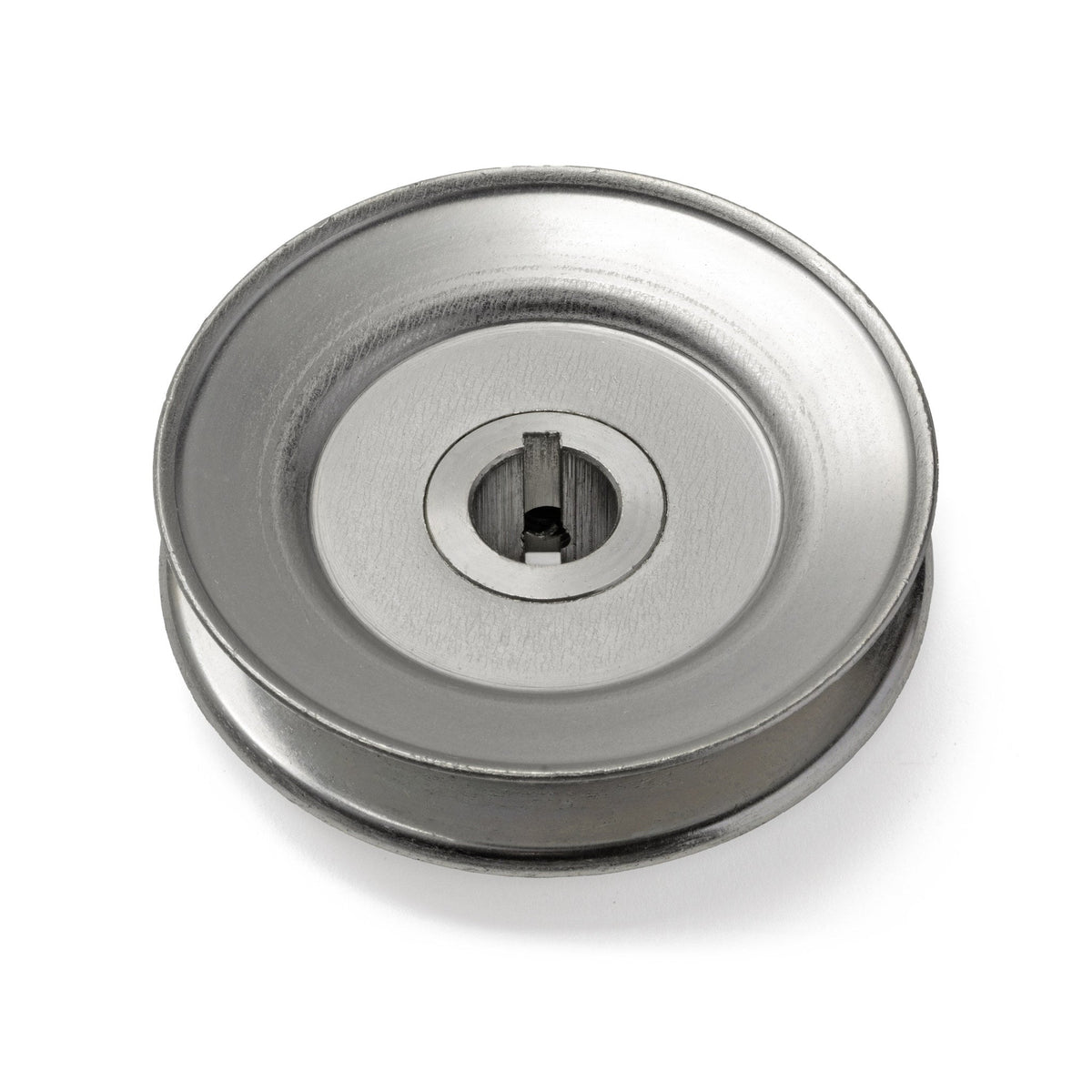 Terre 240034 V-groove drive pulley, bottom angle showing bore and keyway