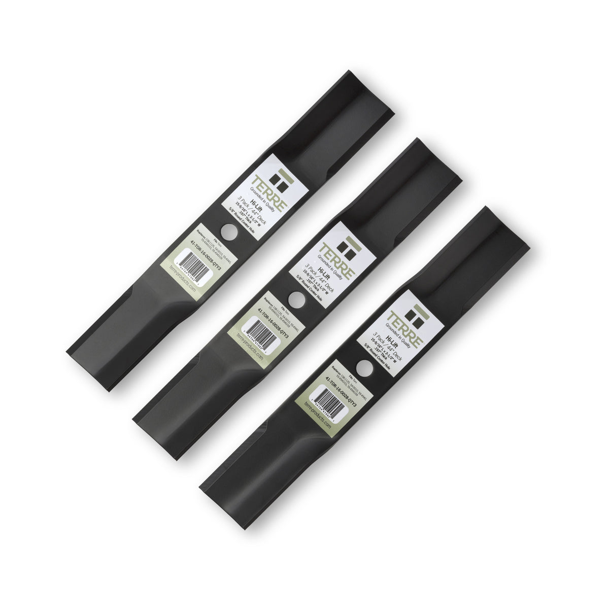TERRE 44-inch high-lift mower blades 3-pack - hero product view