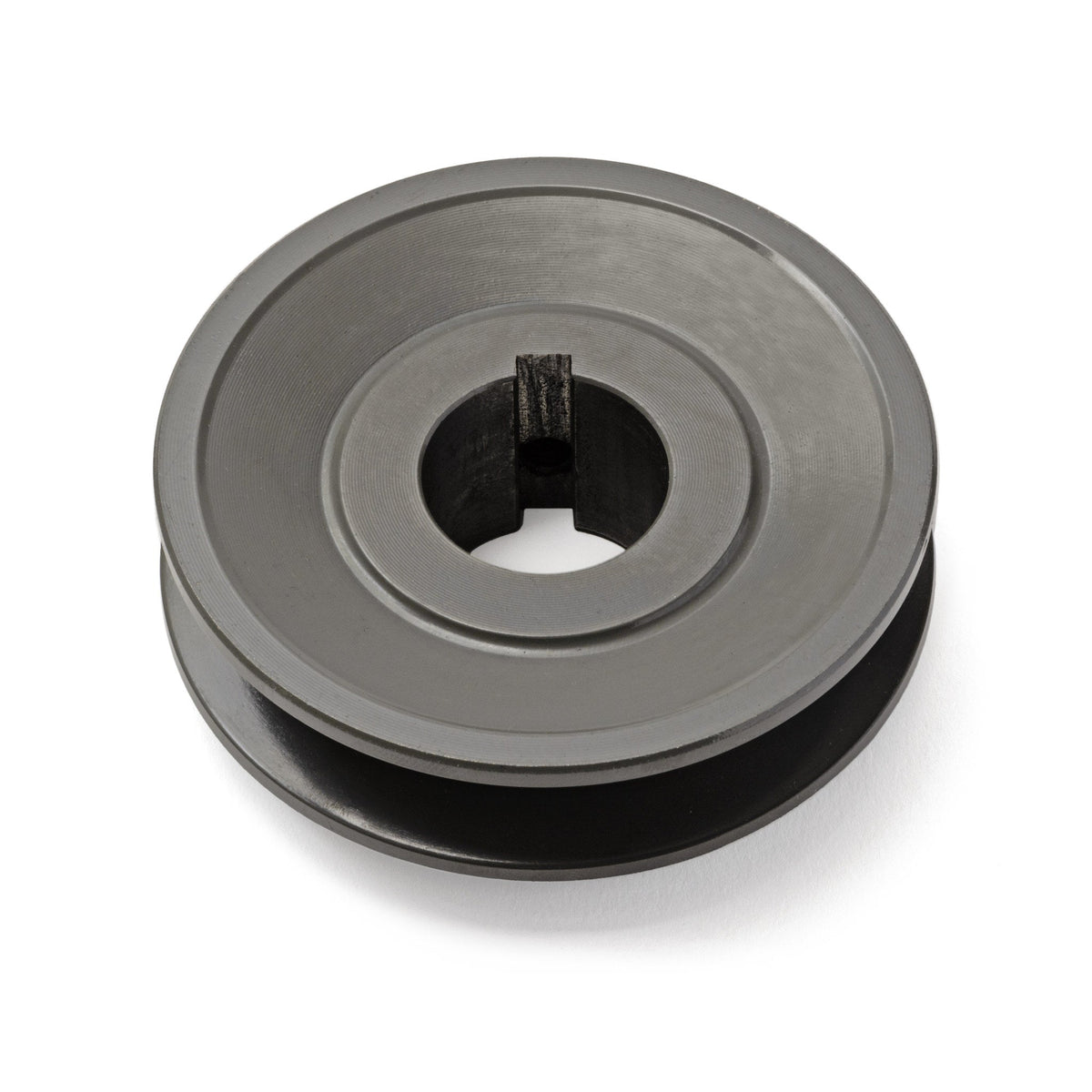 Terre 6235018 V-groove drive pulley, bottom angle showing bore and keyway