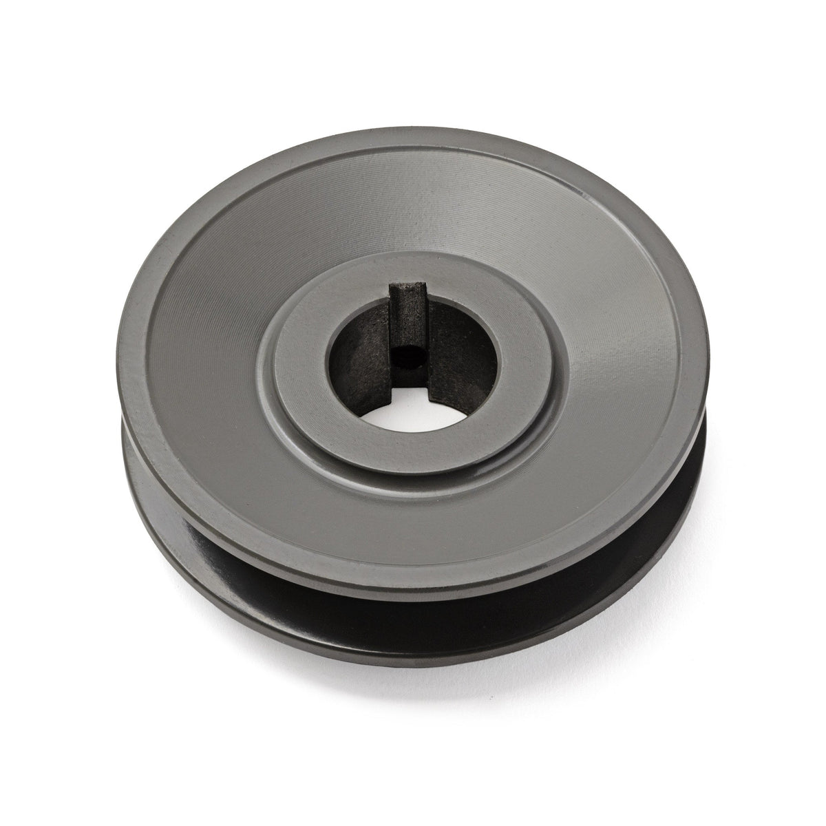 Terre 6240018 V-groove drive pulley, bottom angle showing bore and keyway