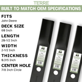 60" High Lift Lawn Mower Blades 3-Pack – Fits John Deere 400, 420, 655, 755 & 4010 – Replaces AM100538