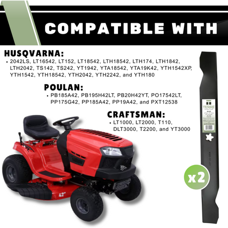 High Lift Mower Blades • 42" Deck • 2 Pack