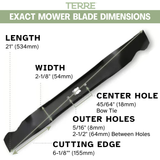 21" Mulching Lawn Mower Blades 3-Pack – Fits Cub Cadet, Troy-Bilt & MTD – Replaces 942-0741