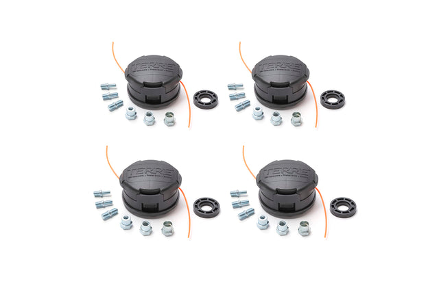 Terre Products, 4 Pack Universal Trimmer Head Replacement, Bump Feed String Trimmer Head, Compatible with Speed Feed and Most Weed Eater Brands, 4 Inch Diameter, Line Size .05 Inch to .105 Inch