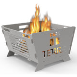 Terre Products, Outdoor Fire Pit, Durable Heavy Duty Steel Frame, Large Rectangular Wood Burning Firepit, Portable Fireplace for Outside, Camping, Backyard, Beach, and More