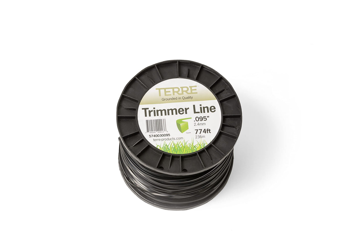 Terre Products - Commercial Grade 095 Trimmer Line Square, 3 lb. Quality Weed Wacker String, Spool Length 774 ft. or 236m, Weed Eater String Trimmer Line .095 in. or 2.4mm