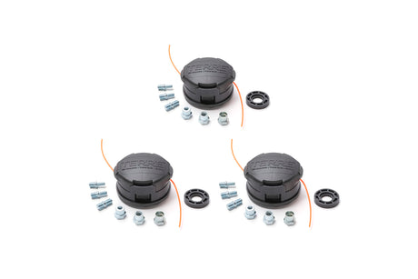 Terre Products, 3 Pack Universal Trimmer Head Replacement, Bump Feed String Trimmer Head, Compatible with Speed Feed and Most Weed Eater Brands, 4 Inch Diameter, Line Size .05 Inch to .105 Inch