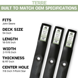 54" Medium Lift Lawn Mower Blades 3-Pack – Fits John Deere D170, E180 & LA175 – Replaces GY20679