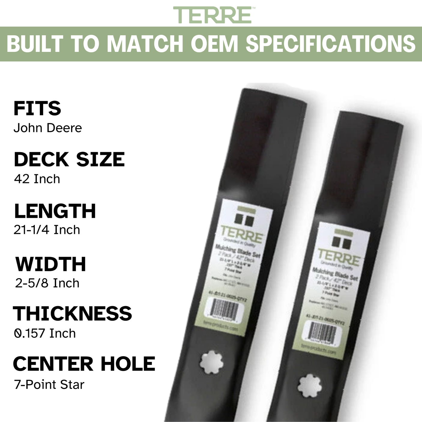 42" High Lift Lawn Mower Blades 2-Pack – Fits John Deere X300, D105, D125 & Z225 – Replaces AM137327