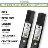42" High Lift Lawn Mower Blades 2-Pack – Fits John Deere X300, D105, D125 & Z225 – Replaces AM137327