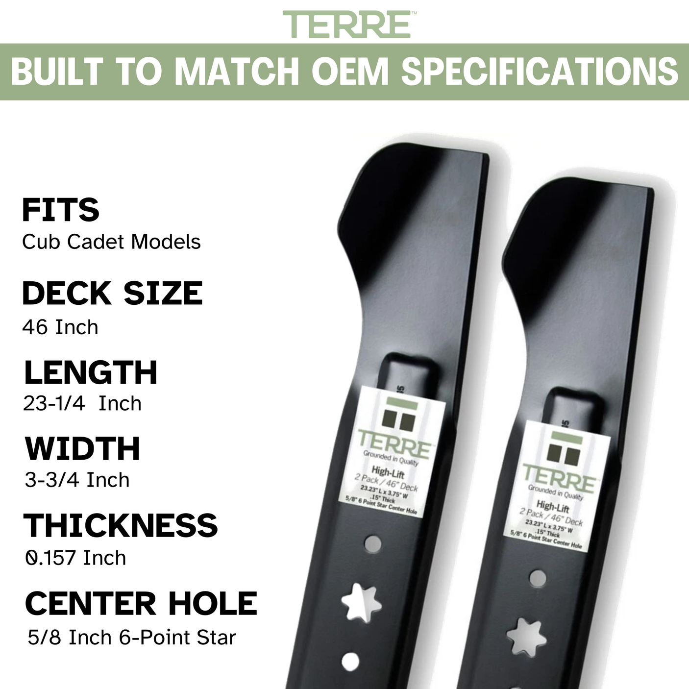 46" High Lift Lawn Mower Blades 2-Pack – Fits Cub Cadet XT1, XT2 & Craftsman LT46 – Replaces 942-04244