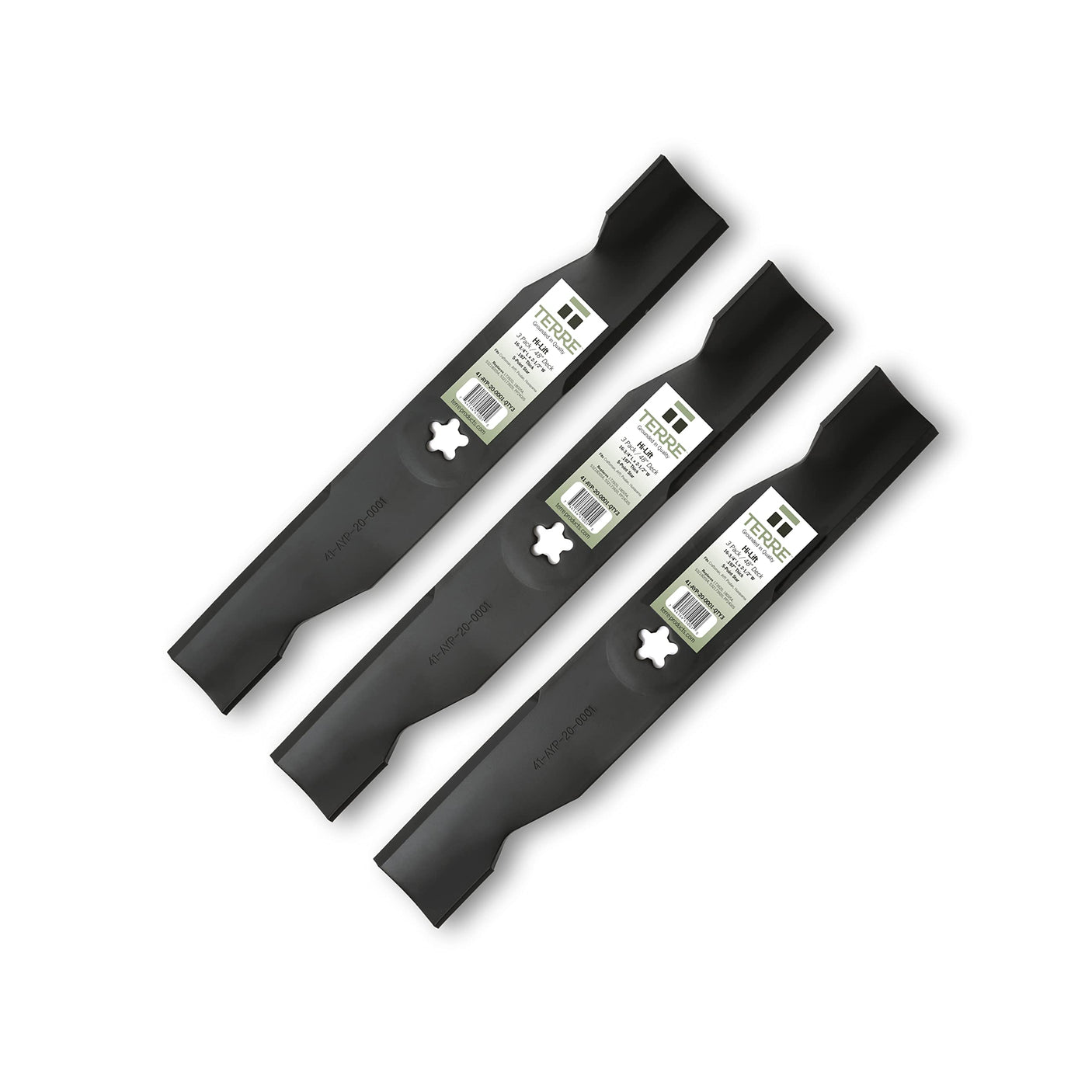 Terre Products, 3 Pack High Lift Lawn Mower Blades, 48 Inch Deck, Compatible with Poulan, Craftsman, Husqvarna YTH2348, YTH24V48, Replacement for 180054, 173920, 532180054, 532173920