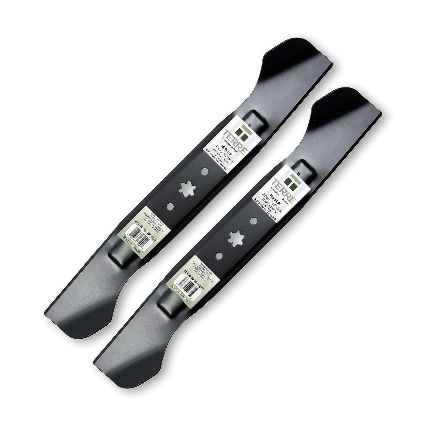 Terre Products, 46 Inch Lawn Mower Blades, 2 Pack, High Lift, Compatible with Cub Cadet XT1, XT2, Craftsman LT46, Replacement for 742-04244, 742-04244A, 942-04244, 942-04244A, 742-04290, 942-04290