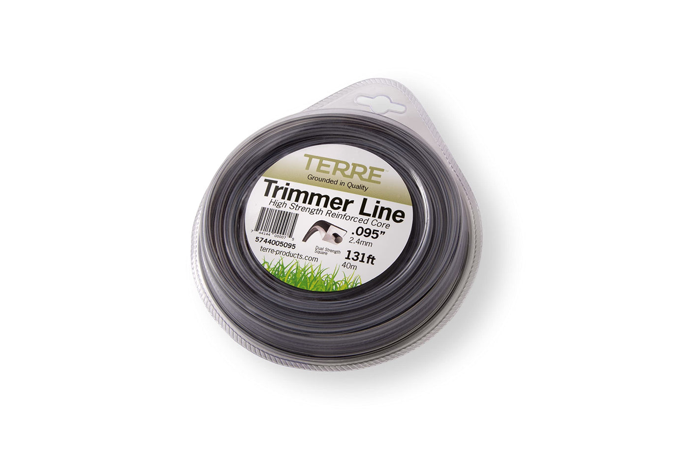 Terre Products - Commercial Grade 095 Trimmer Line Square, Dual Strength Weed Eater String Trimmer Line, Quality Weed Wacker String (131 ft.)