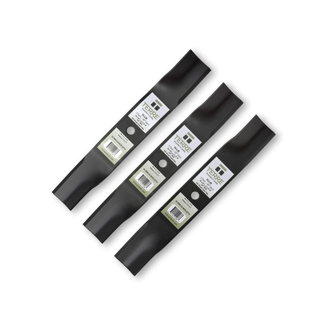 Terre Products, 3 Pack High Lift Lawn Mower Blades, Fits Zero Turn Lawn Mowers with 44 Inch Deck and 48 Inch Deck, Compatible with Ariens 02982000, Gravely 450200, 00450200