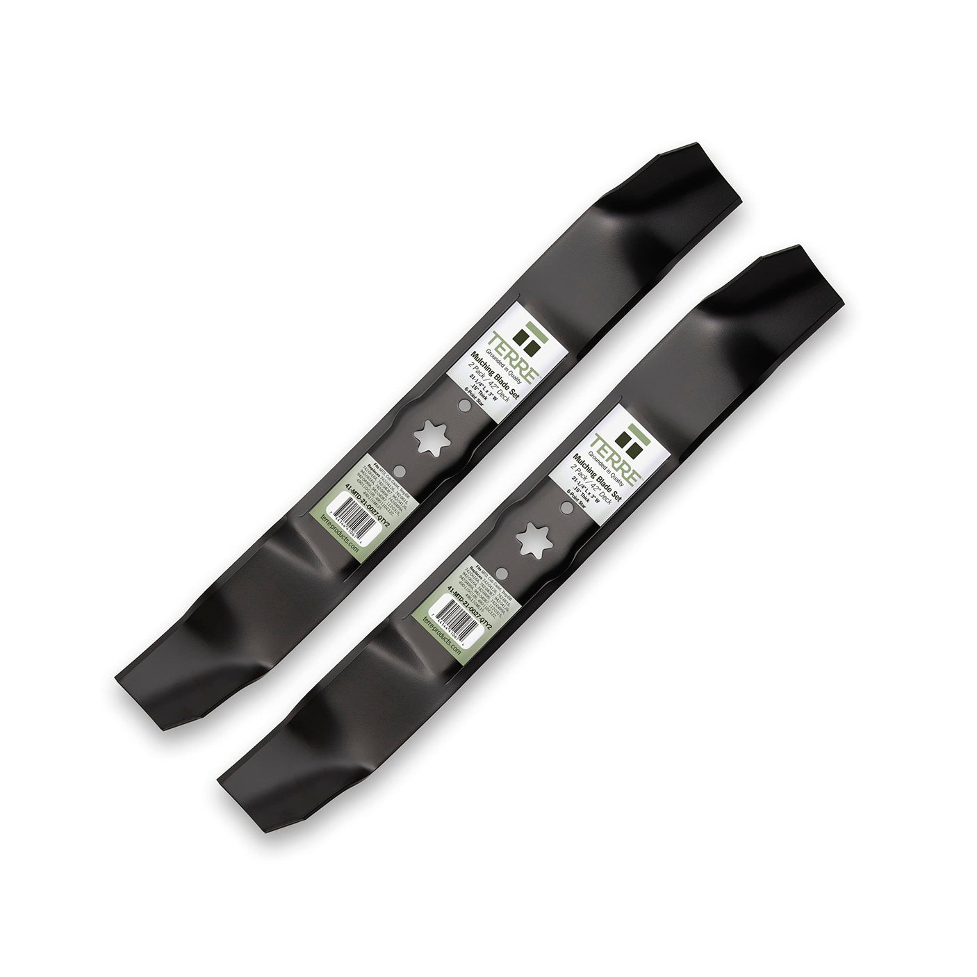 Terre Products, 2 Pack Mulching Lawn Mower Blades, 42 Inch Deck, Compatible with MTD, Cub Cadet, TroyBilt, Replaces 742-04126, 742-0616, 742-0616A, 742-04087, 942-04126, 942-0616, 942-0616A, 942-04087