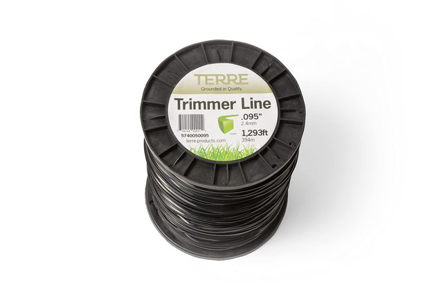 Terre Products - Commercial Grade 095 Trimmer Line Square, 5 lb. Quality Weed Wacker String, Spool Length 1293 ft. or 394m, Weed Eater String Trimmer Line .095 in. or 2.4mm