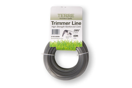 Terre Products - Commercial Grade 095 Trimmer Line Square, Dual Strength Weed Eater String Trimmer Line, Quality Weed Wacker String (49 ft.)