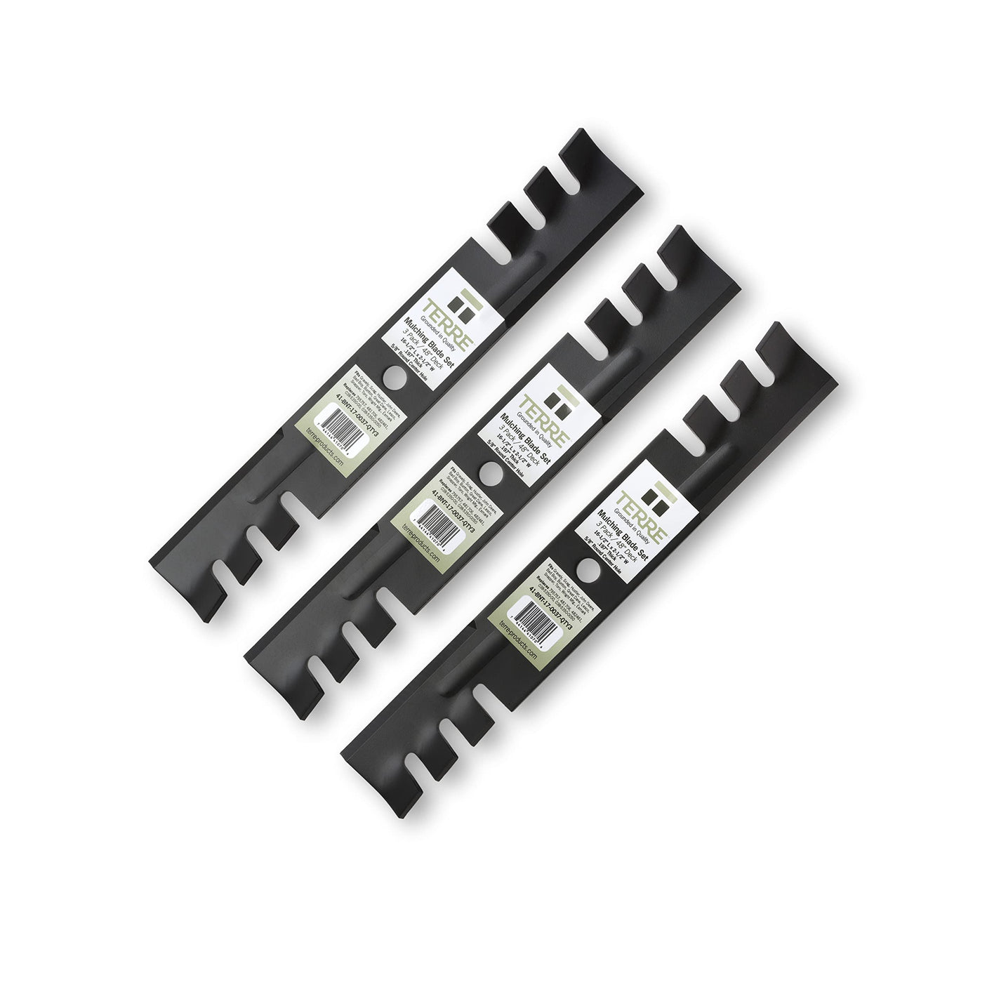 Terre Products, 3 Pack Mulching Lawn Mower Blades, 48 Inch Deck, Compatible with Gravely, Scag, Hustler, John Deere, Bad Boy, Replacement for 795757, 481706, 482461, 038-5350-00