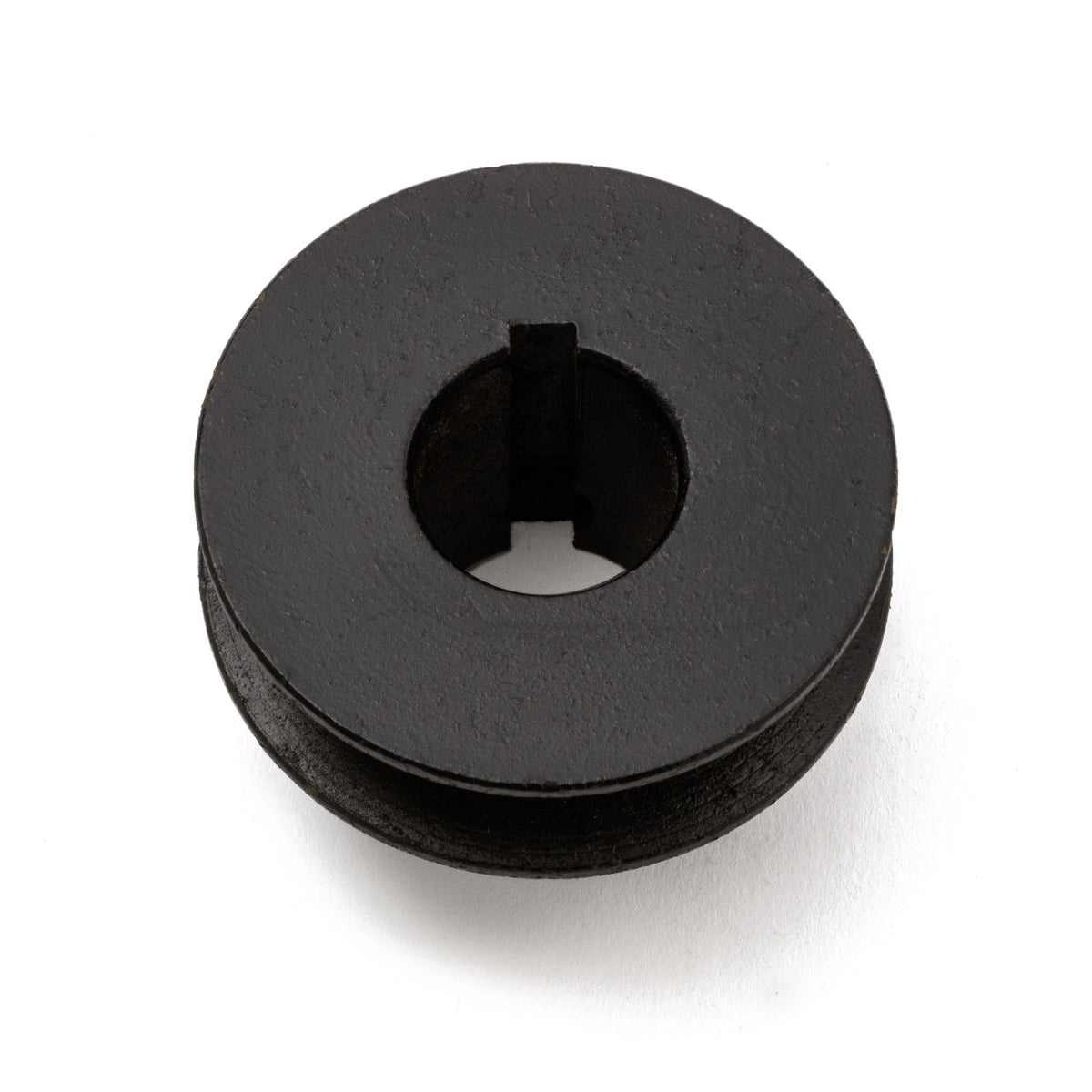 Terre 120034 V-groove drive pulley, bottom angle showing bore and keyway