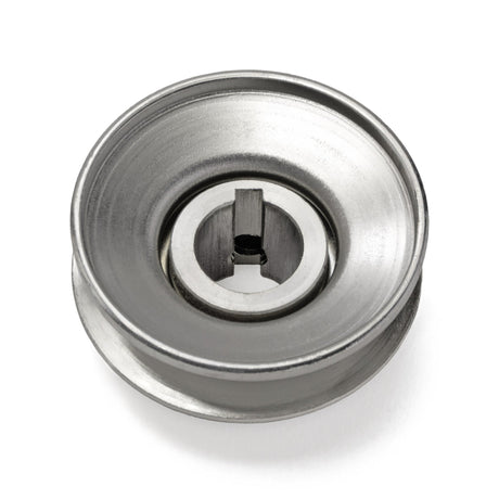 Terre 125034 V-groove drive pulley, bottom angle showing bore and keyway