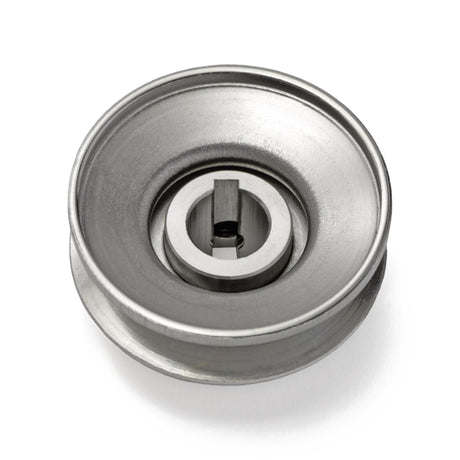 Terre 125058 V-groove drive pulley, bottom angle showing bore and keyway