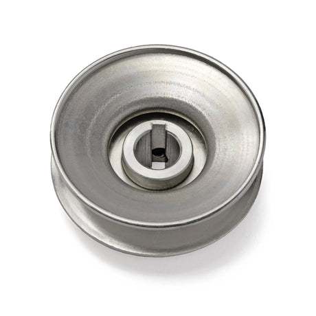 Terre 230058 V-groove drive pulley, bottom angle showing bore and keyway