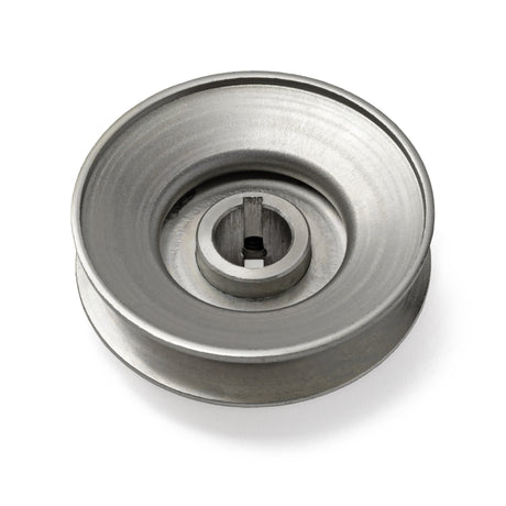 Terre 235034 V-groove drive pulley, bottom angle showing bore and keyway