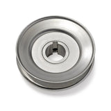 Terre 240010 V-groove drive pulley, bottom angle showing bore and keyway