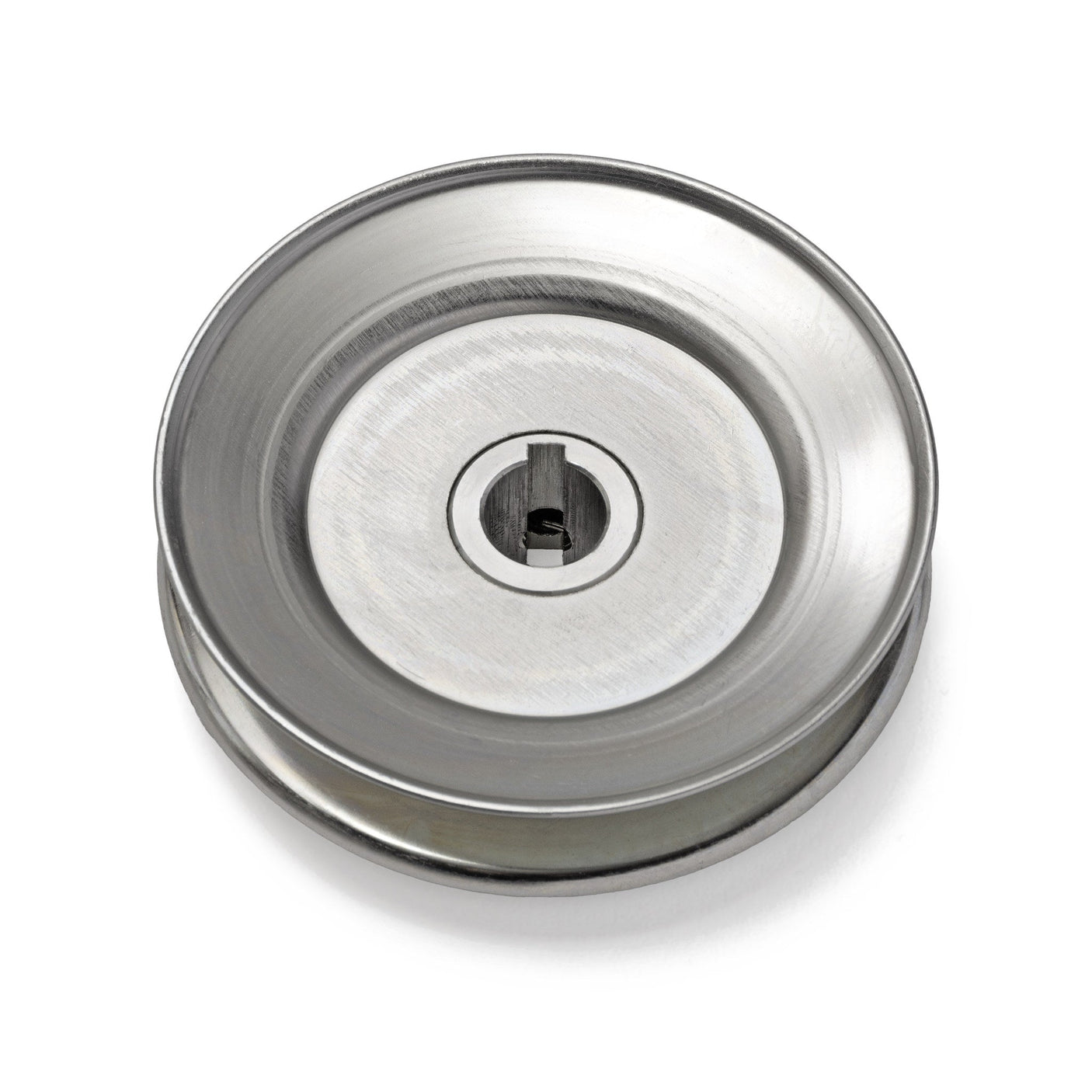 Terre 240058 V-groove drive pulley, bottom angle showing bore and keyway