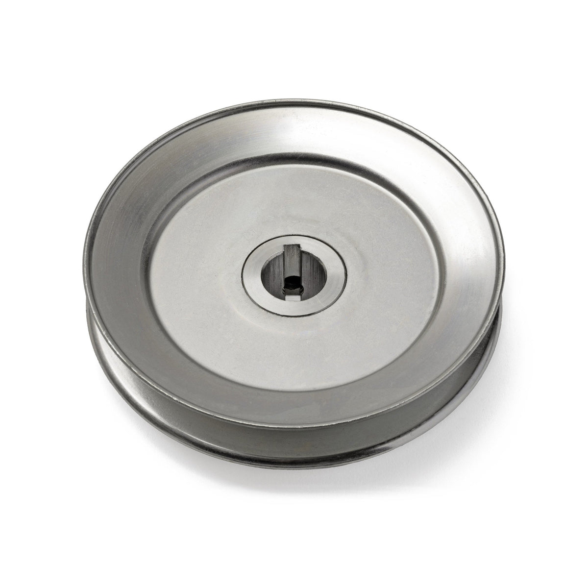 Terre 250034 V-groove drive pulley, bottom angle showing bore and keyway