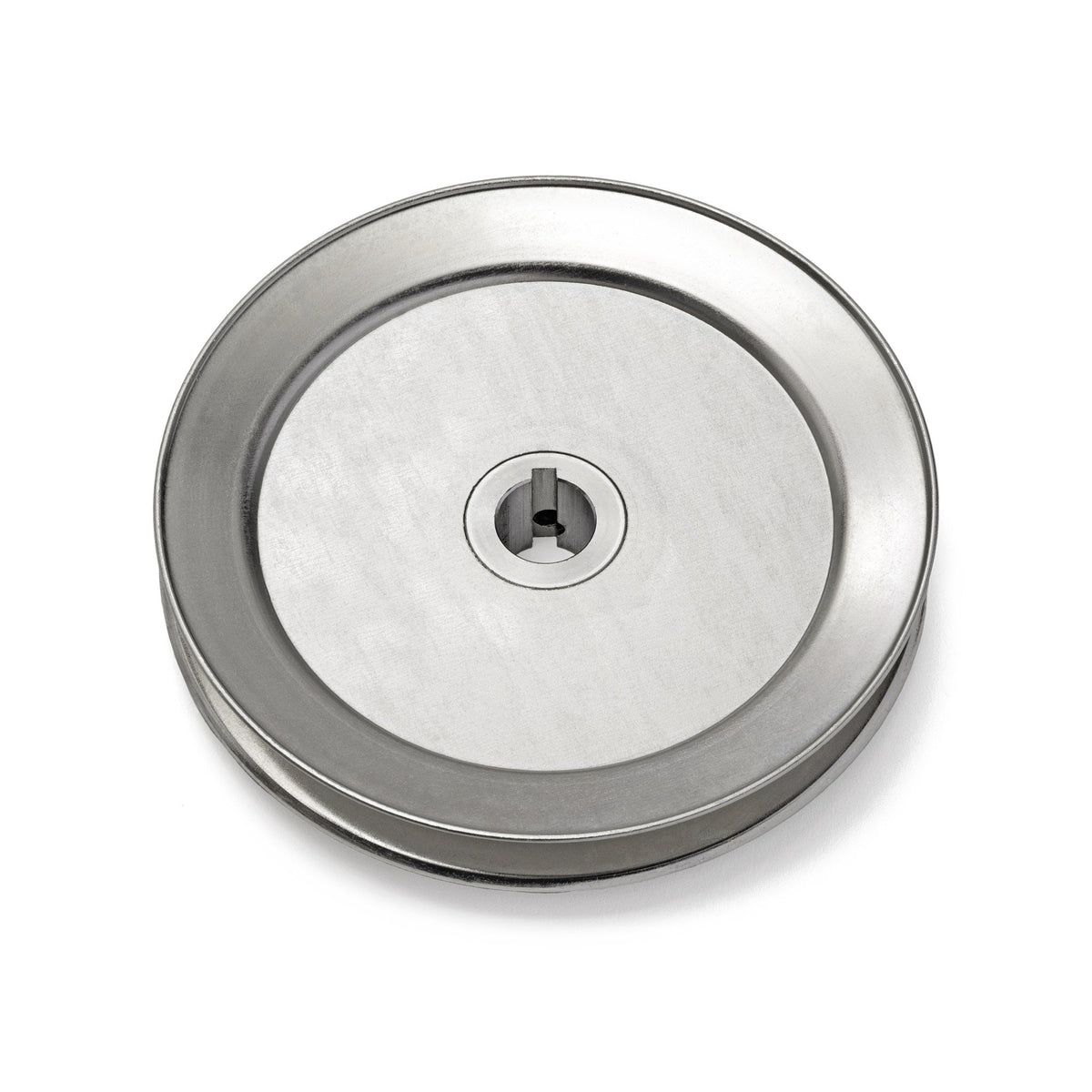 Terre 260034 V-groove drive pulley, bottom angle showing bore and keyway
