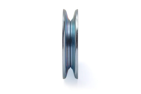 TERRE 35500063 V-Groove Idler Pulley, Side View, 5 Inch Outside Diameter, 5/8 Inch Bore, Steel